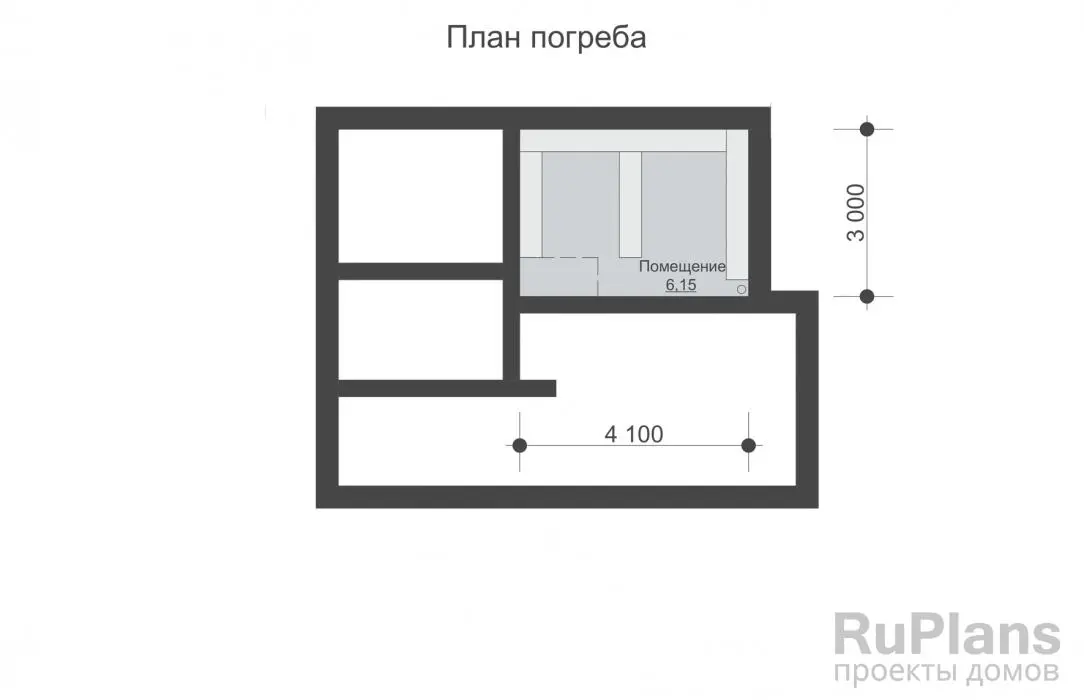 Проект дома с мансардой 100 м², 9 × 8,1 м — Цокольный этаж