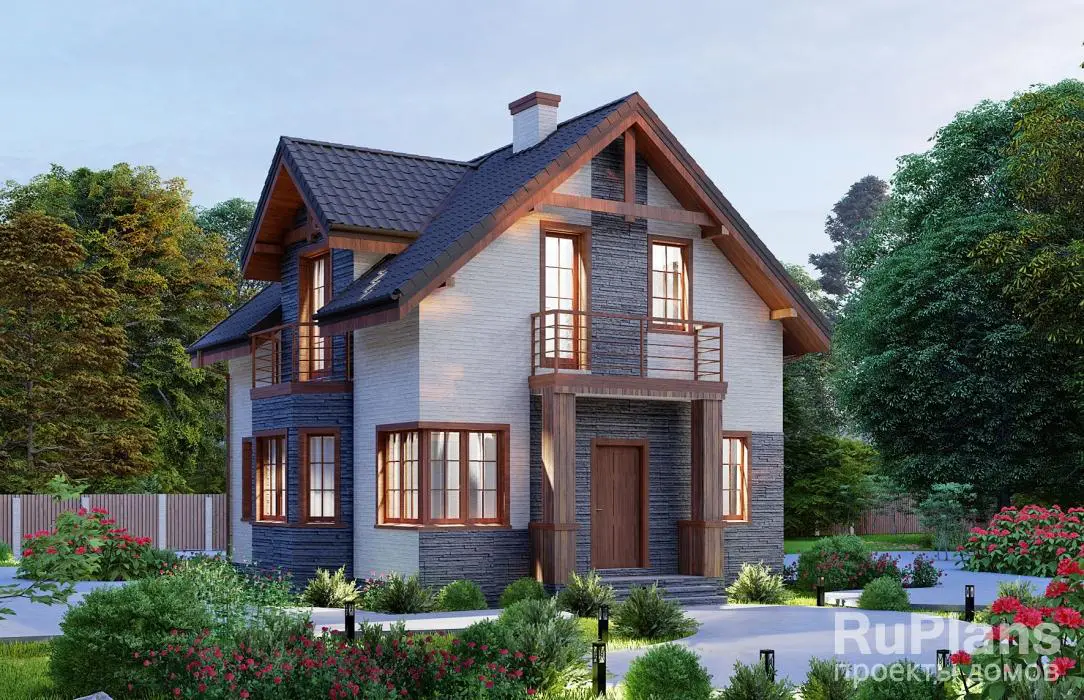Проект дома с мансардой 101 м², 8 × 10,4 м