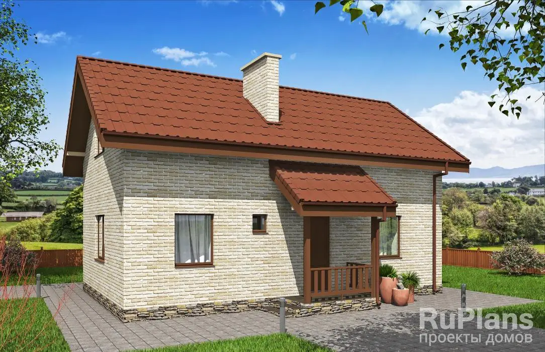 Проект дома с мансардой 102 м², 10,7 × 6,8 м