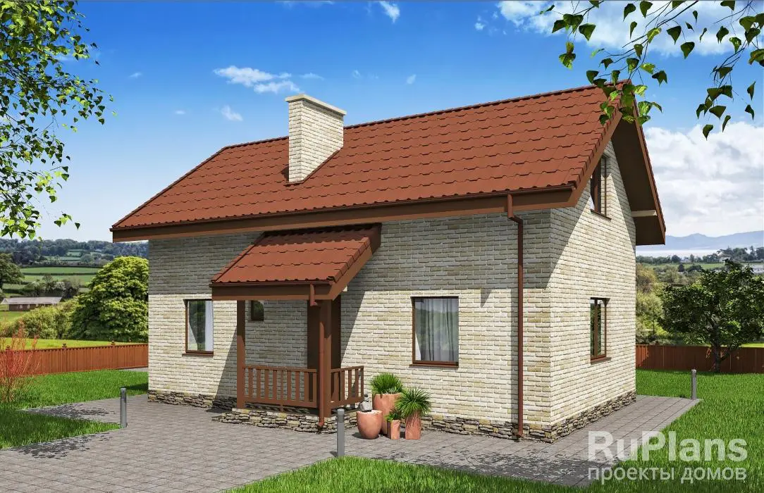 Проект дома с мансардой 102 м², 10,7 × 6,8 м — фото 1