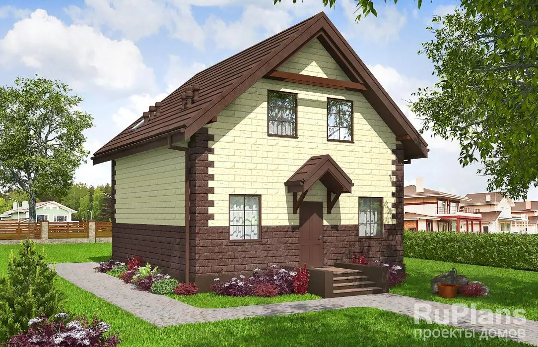 Проект дома с мансардой 103 м², 8,7 × 8,5 м
