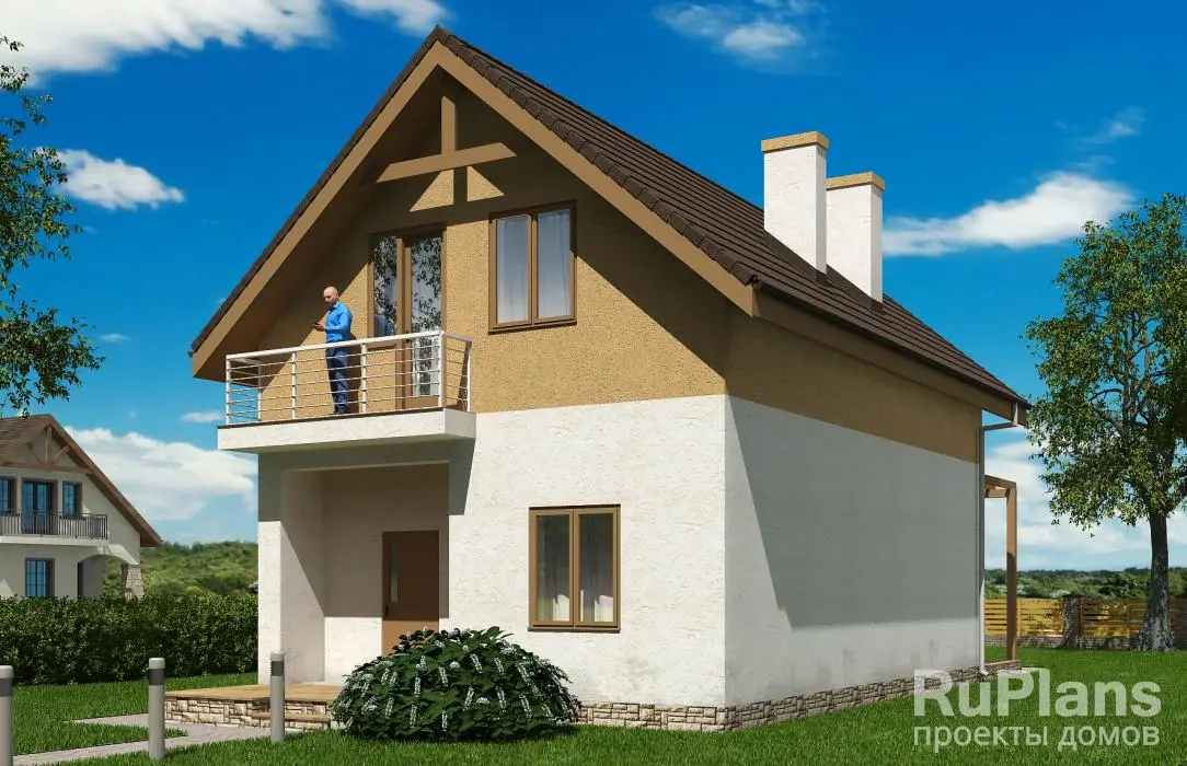 Проект дома с мансардой 104 м², 15,5 × 7,2 м — фото 1