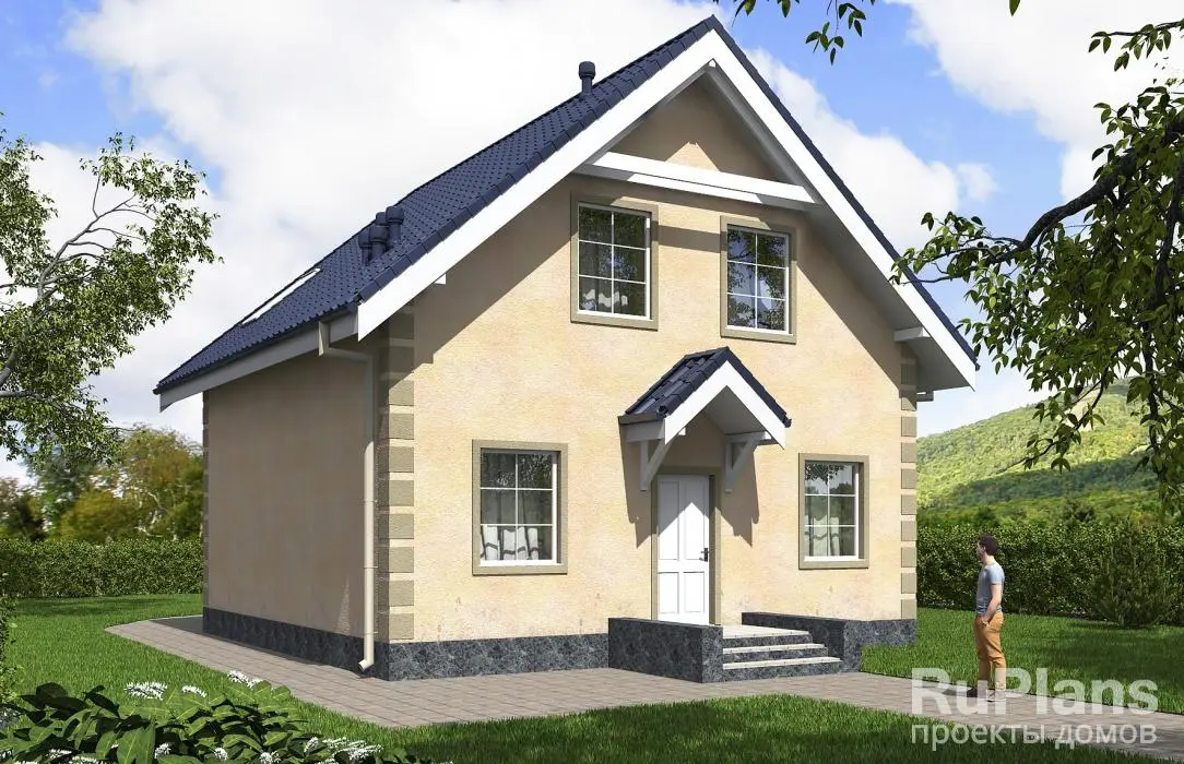 Проект дома с мансардой 105 м², 8,6 × 8,8 м
