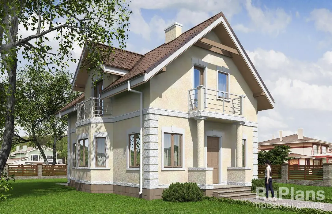 Проект дома с мансардой 107 м², 10,8 × 7,9 м