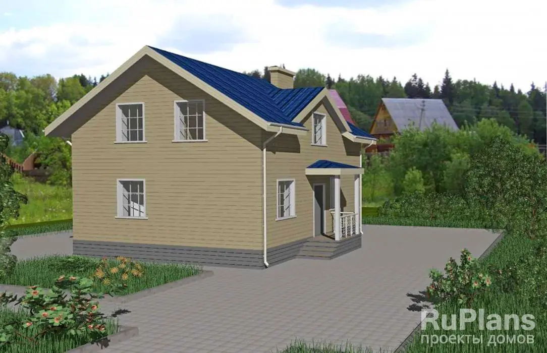 Проект дома с мансардой 112 м², 9,1 × 11,2 м