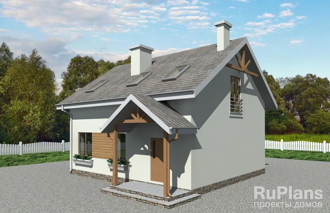 Проект дома с мансардой 113 м², 9,5 × 8,3 м