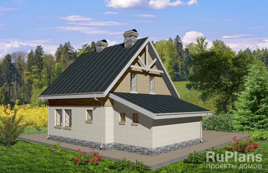Проект дома с мансардой 113 м², 11,2 × 14,8 м