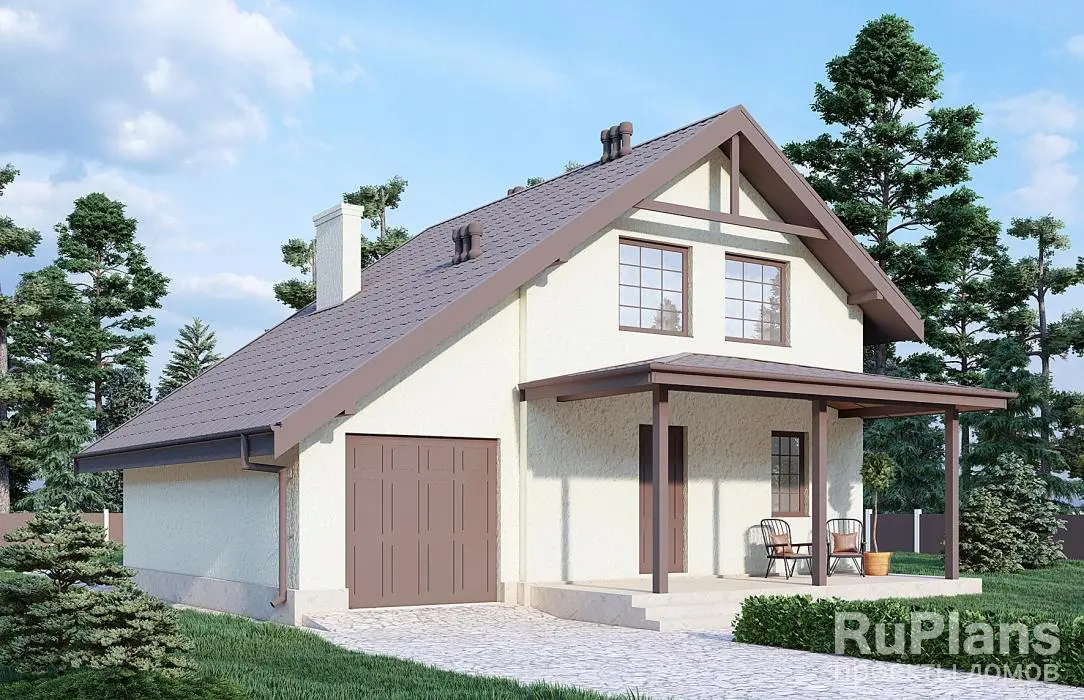Проект дома с мансардой 115 м², 10,7 × 12,6 м