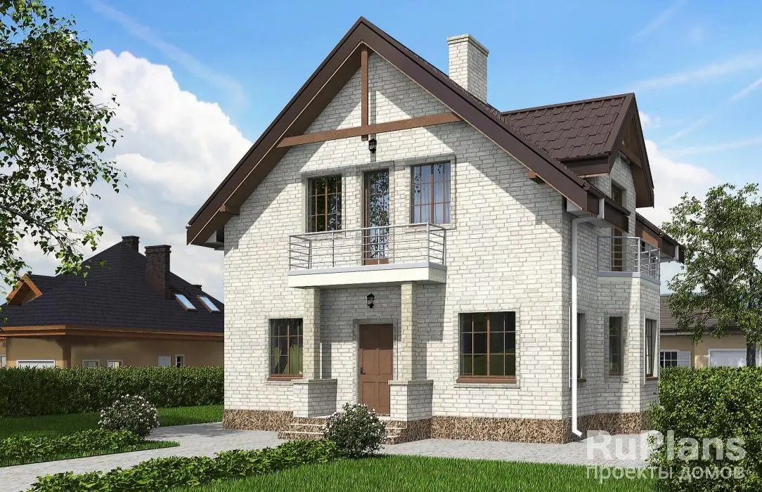 Проект дома с мансардой 116 м², 10,4 × 9,6 м