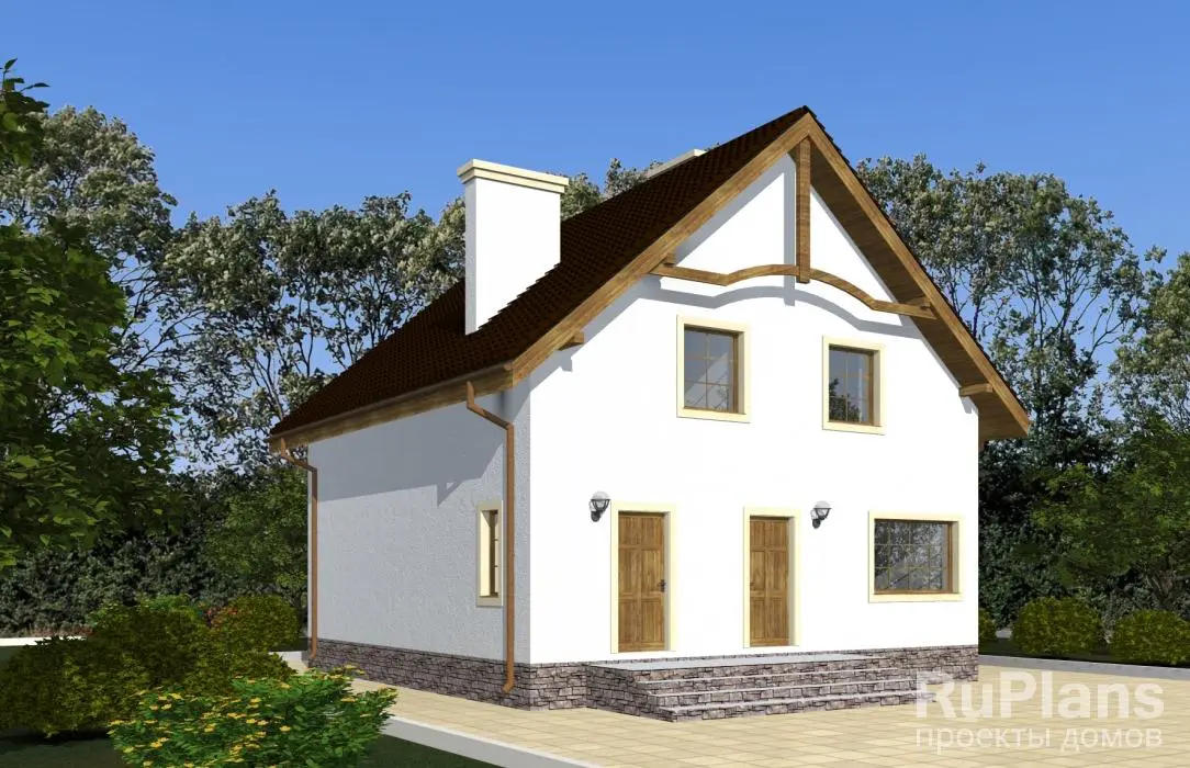 Проект дома с мансардой 118 м², 9,8 × 9,1 м