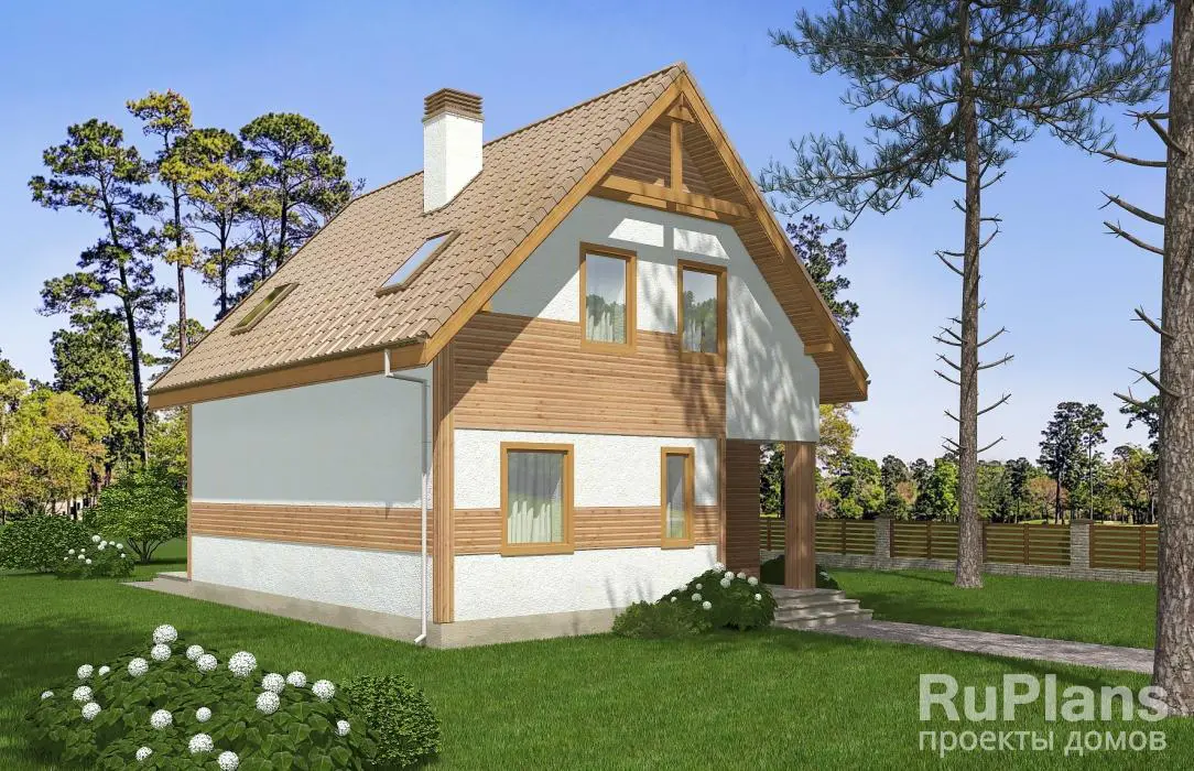 Проект дома с мансардой 118 м², 9 × 8,2 м