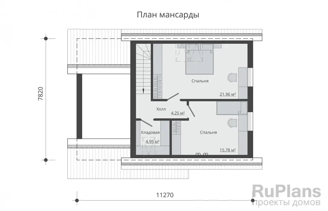 Проект дома с мансардой 118 м², 11,3 × 9 м — Мансарда