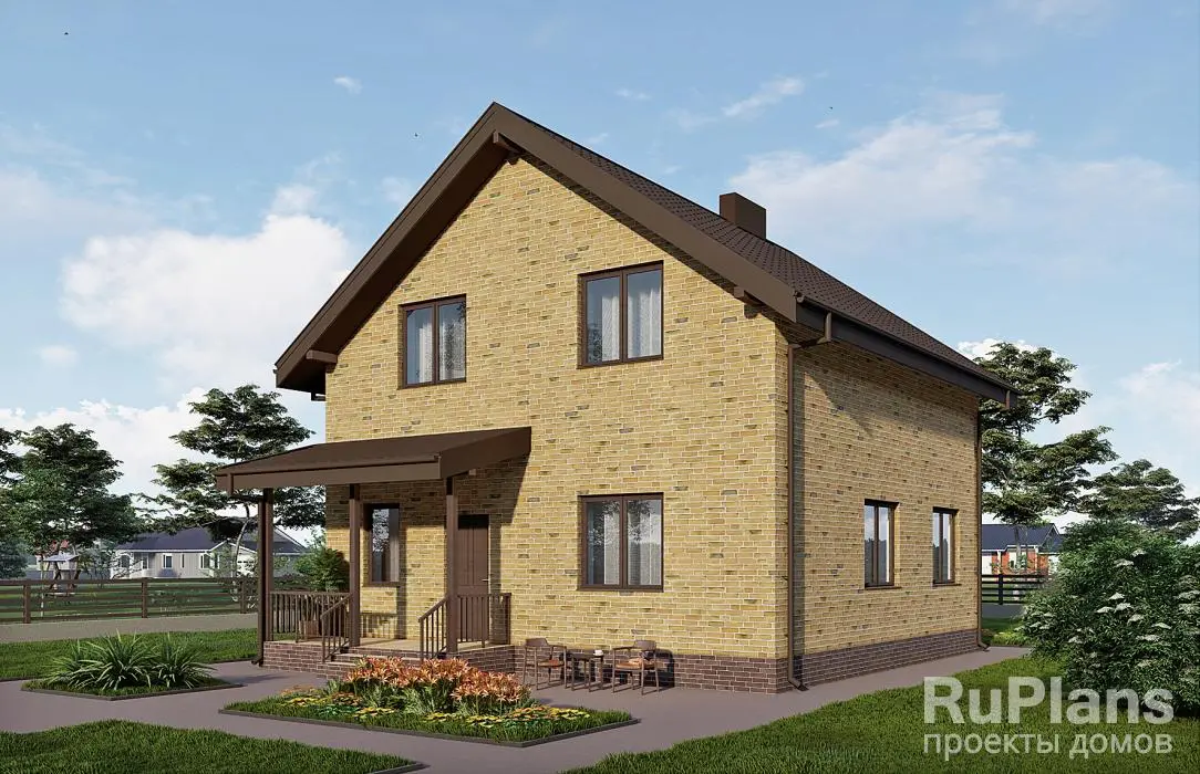Проект дома с мансардой 118 м², 10,9 × 9,2 м