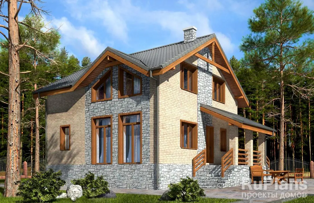 Проект дома с мансардой 120 м², 10 × 9 м
