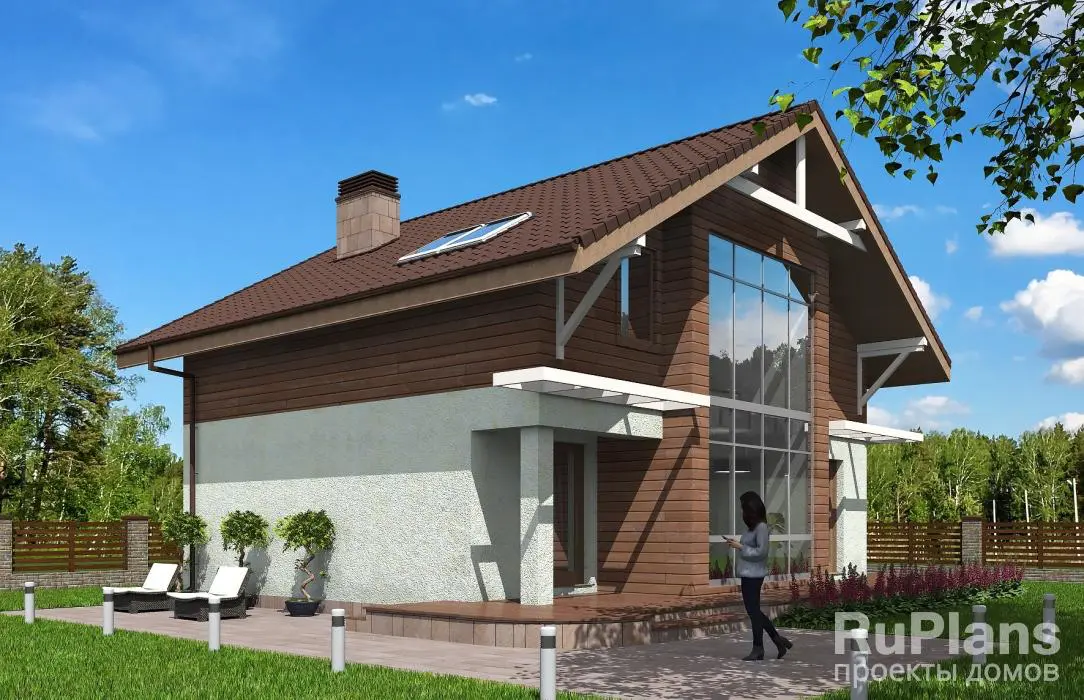 Проект дома с мансардой 120 м², 9,7 × 9 м — фото 1