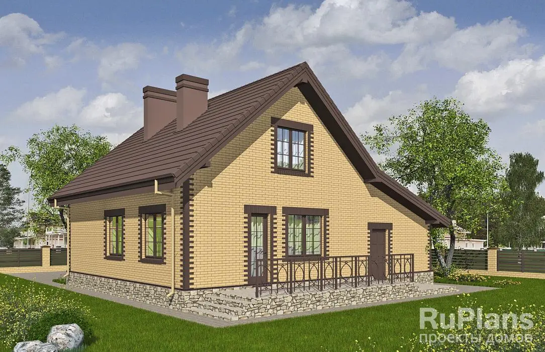 Проект дома с мансардой 123 м², 12,3 × 12,3 м — фото 2