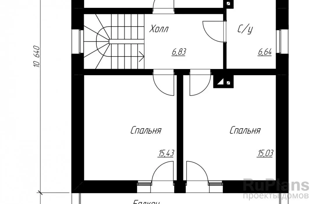 Проект дома с мансардой 125 м², 8,5 × 10,6 м — Мансарда