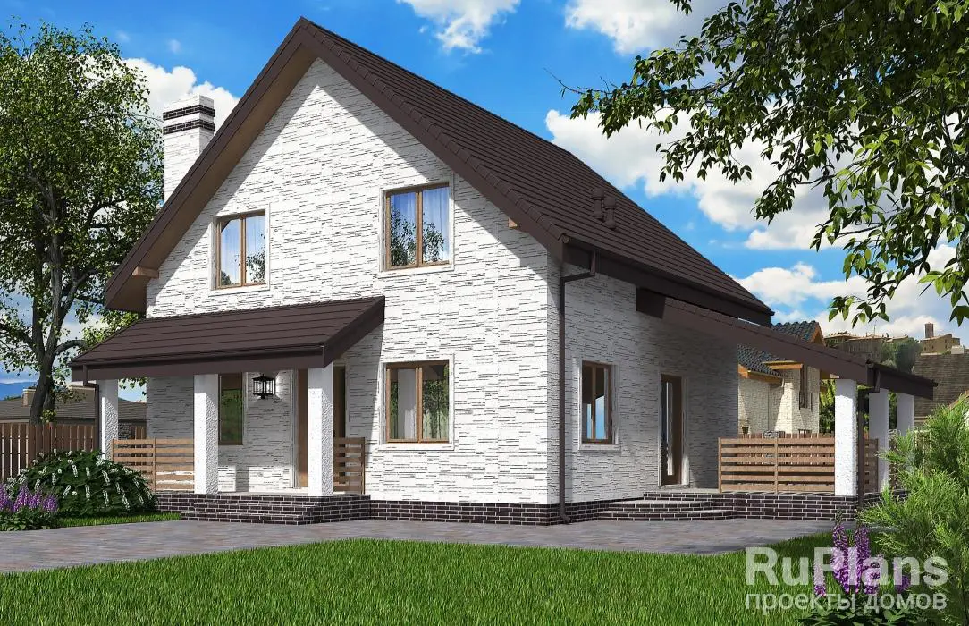 Проект дома с мансардой 126 м², 10 × 13,7 м