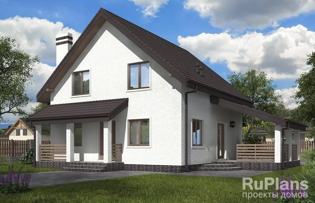 Проект дома с мансардой 128 м², 13,4 × 11,3 м