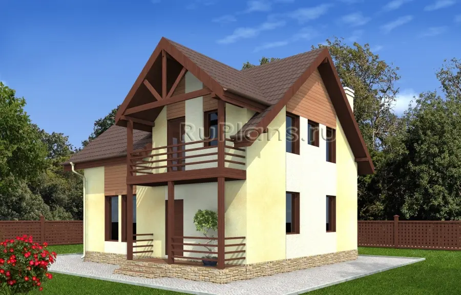 Проект дома с мансардой 129 м², 10,2 × 10,2 м — фото 2
