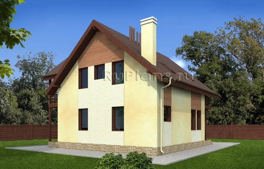 Проект дома с мансардой 129 м², 10,2 × 10,2 м — фото 3