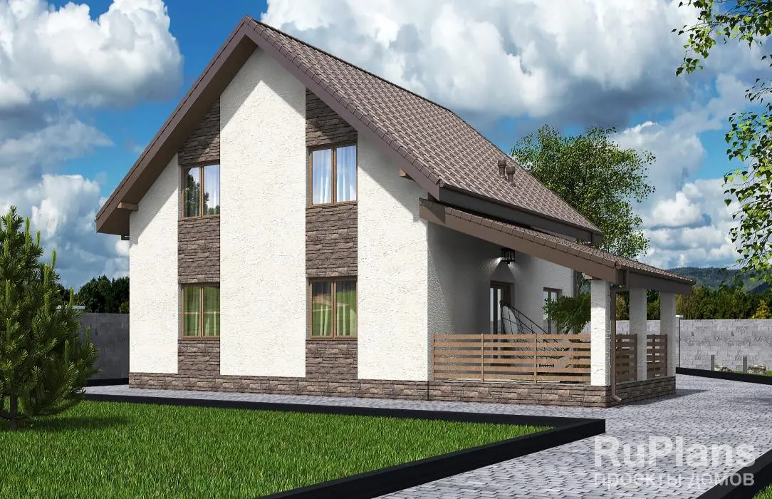 Проект дома с мансардой 129 м², 10,8 × 13,5 м — фото 3