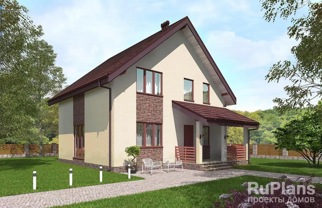 Проект дома с мансардой 129 м², 11,3 × 9,8 м
