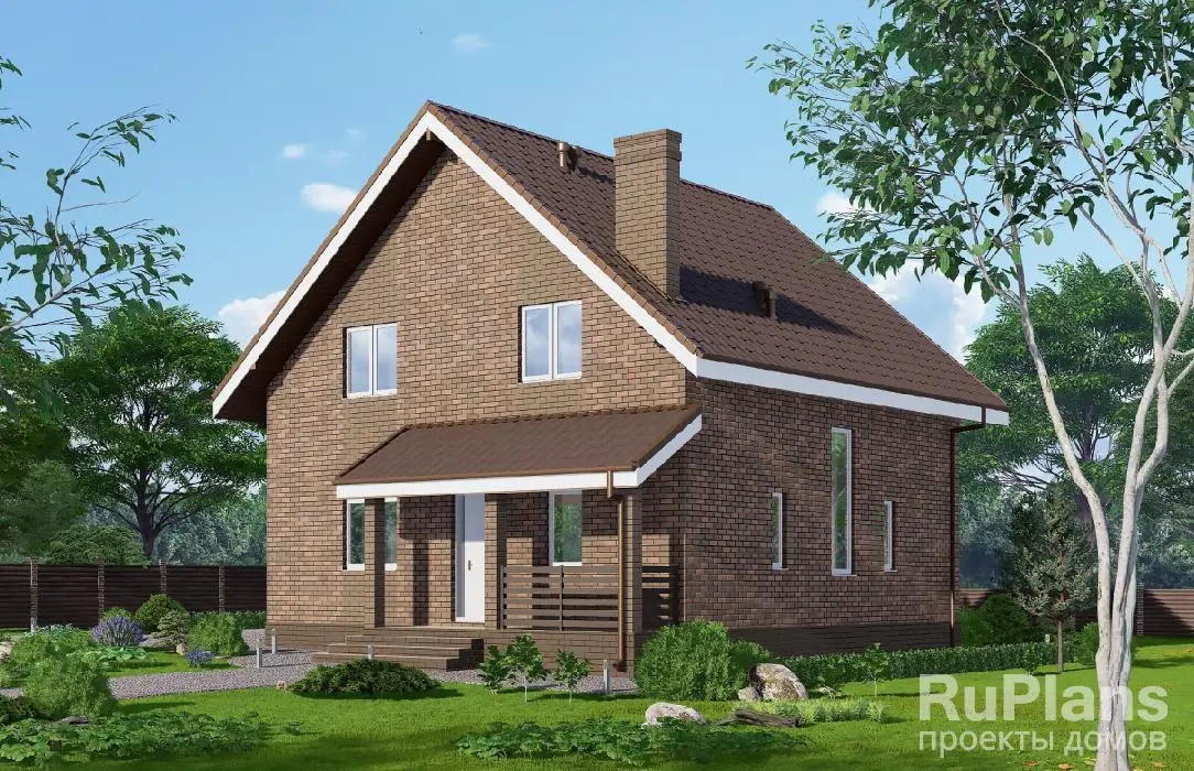 Проект дома с мансардой 129 м², 9,7 × 9,8 м — фото 1