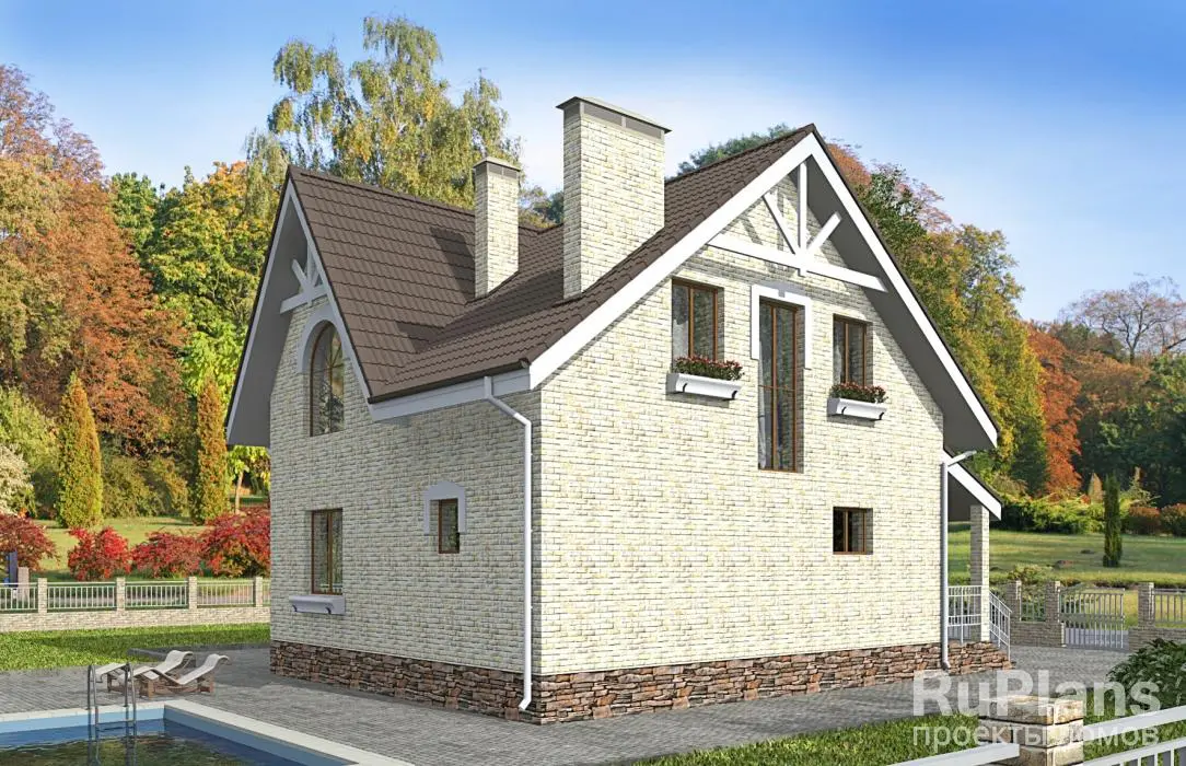 Проект дома с мансардой 130 м², 10,1 × 7,7 м — фото 3