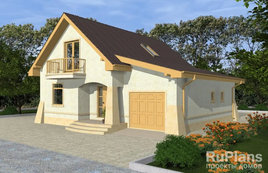 Проект дома с мансардой 130 м², 10,9 × 10,7 м — фото 1
