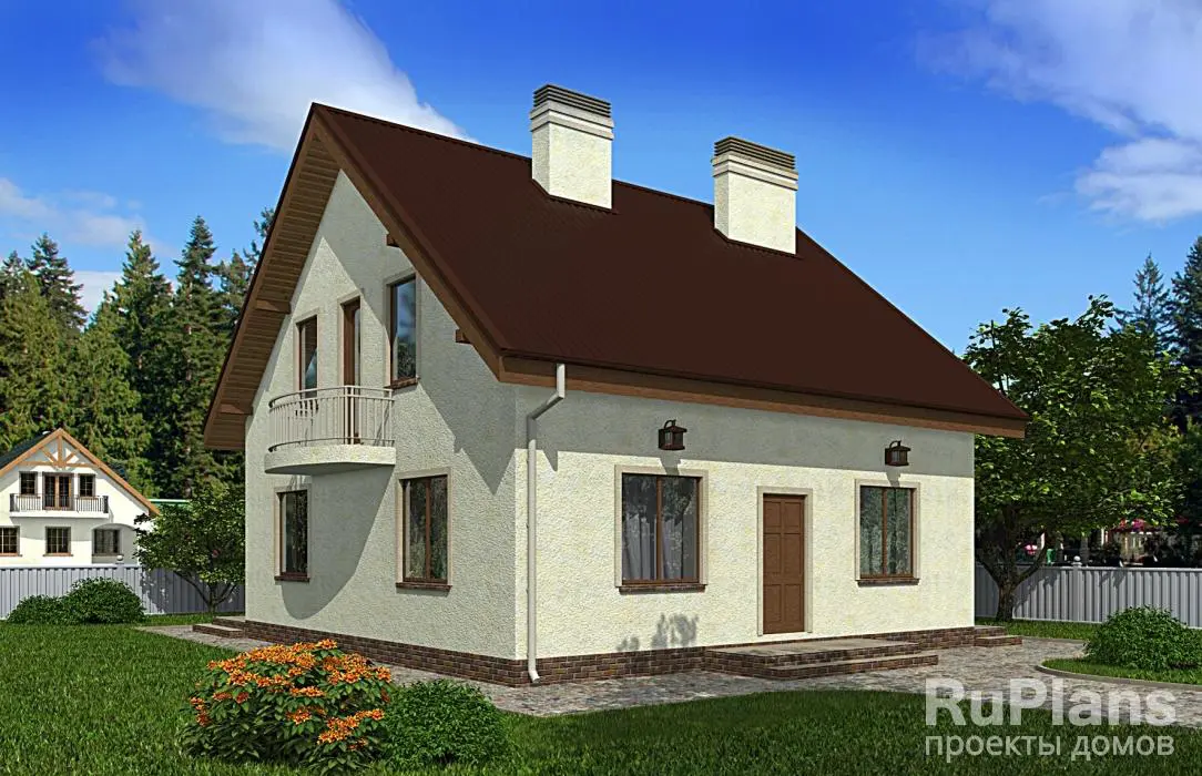 Проект дома с мансардой 131 м², 9,5 × 9,5 м