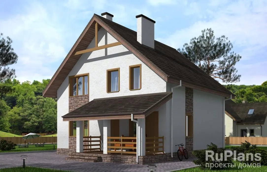 Проект дома с мансардой 132 м², 9,9 × 9,2 м — фото 1