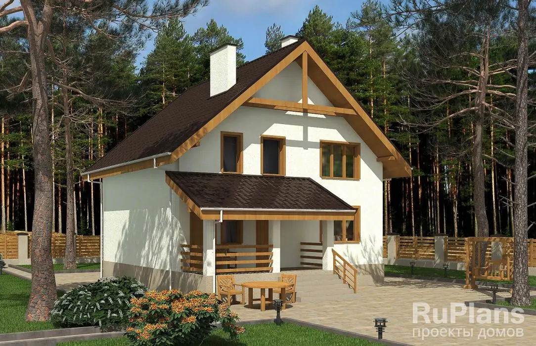 Проект дома с мансардой 133 м², 9,7 × 12,7 м