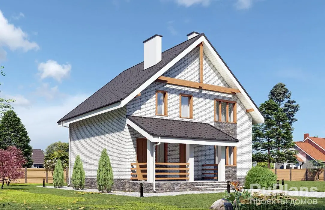 Проект дома с мансардой 133 м², 12,4 × 10,1 м