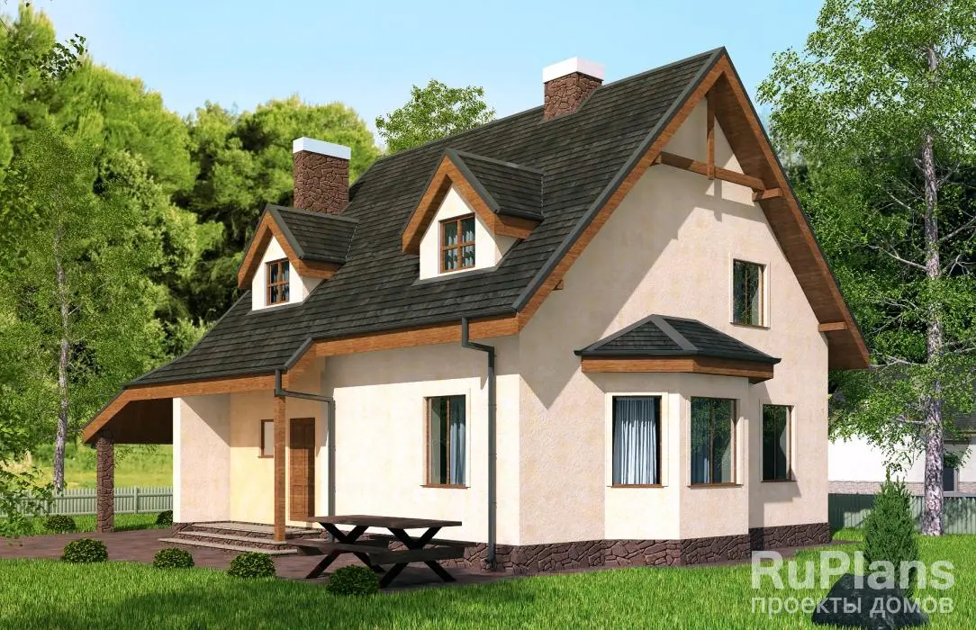 Проект дома с мансардой 134 м², 14,8 × 10,2 м — фото 1