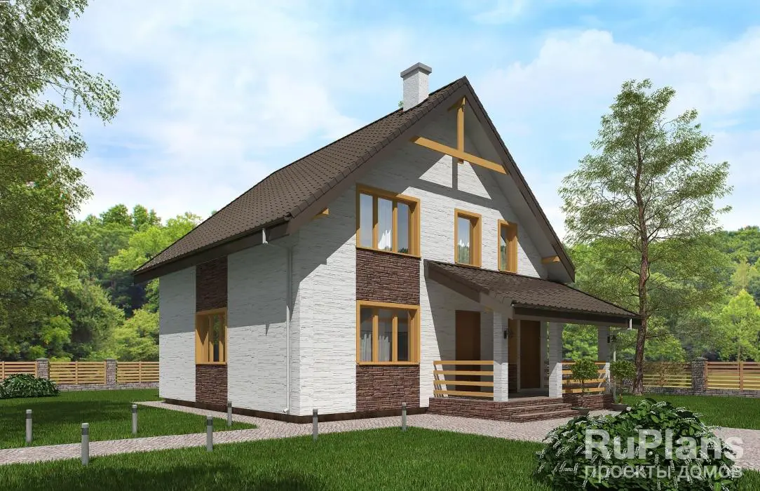 Проект дома с мансардой 134 м², 9 × 9,7 м