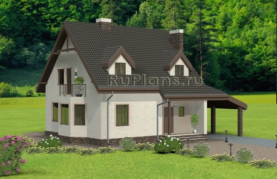 Проект дома с мансардой 135 м², 9,2 × 10,4 м