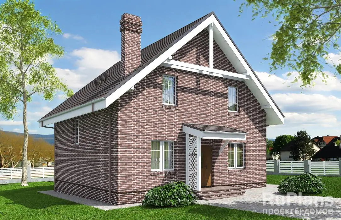 Проект дома с мансардой 136 м², 9,5 × 9,7 м