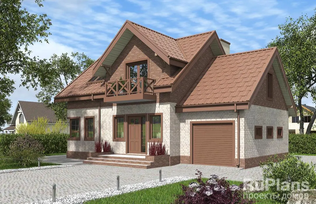 Проект дома с мансардой 138 м², 8,4 × 13,1 м