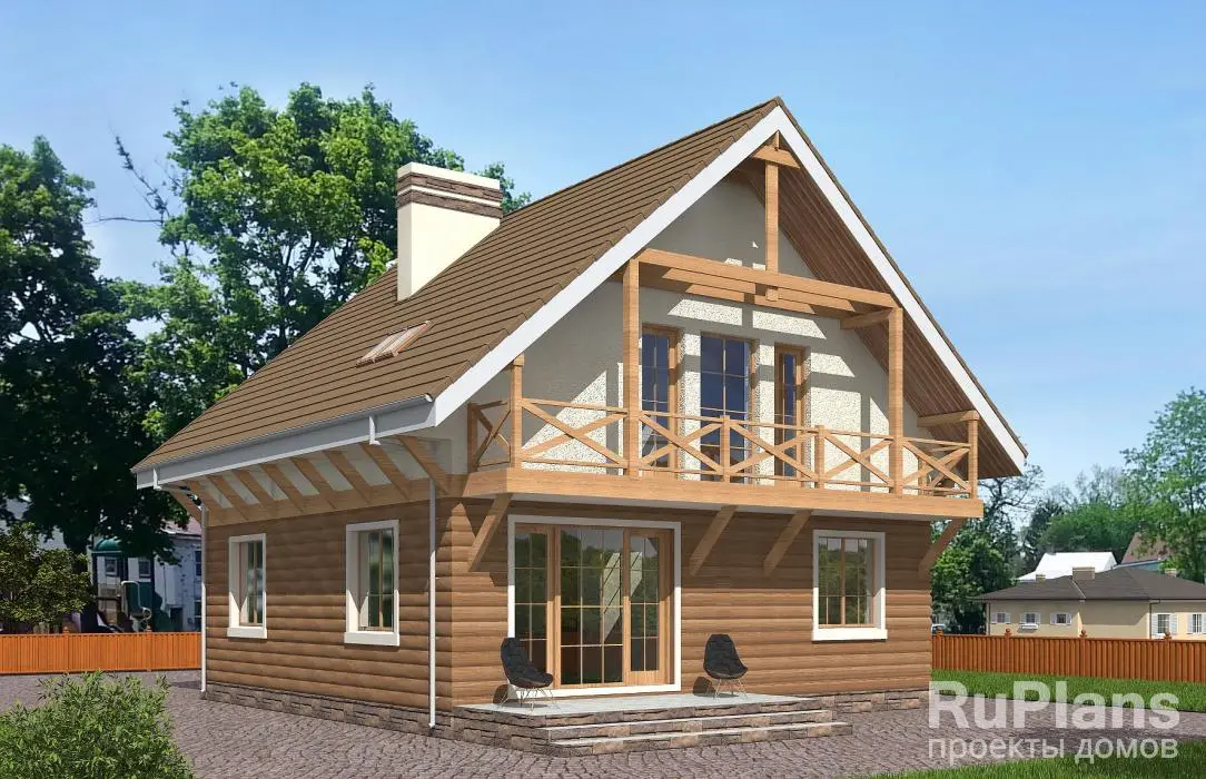Проект дома с мансардой 140 м², 9,4 × 9,4 м — фото 1