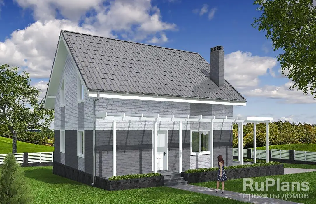Проект дома с мансардой 140 м², 10,7 × 12,4 м