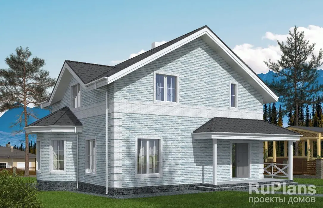 Проект дома с мансардой 142 м², 10,1 × 10,1 м