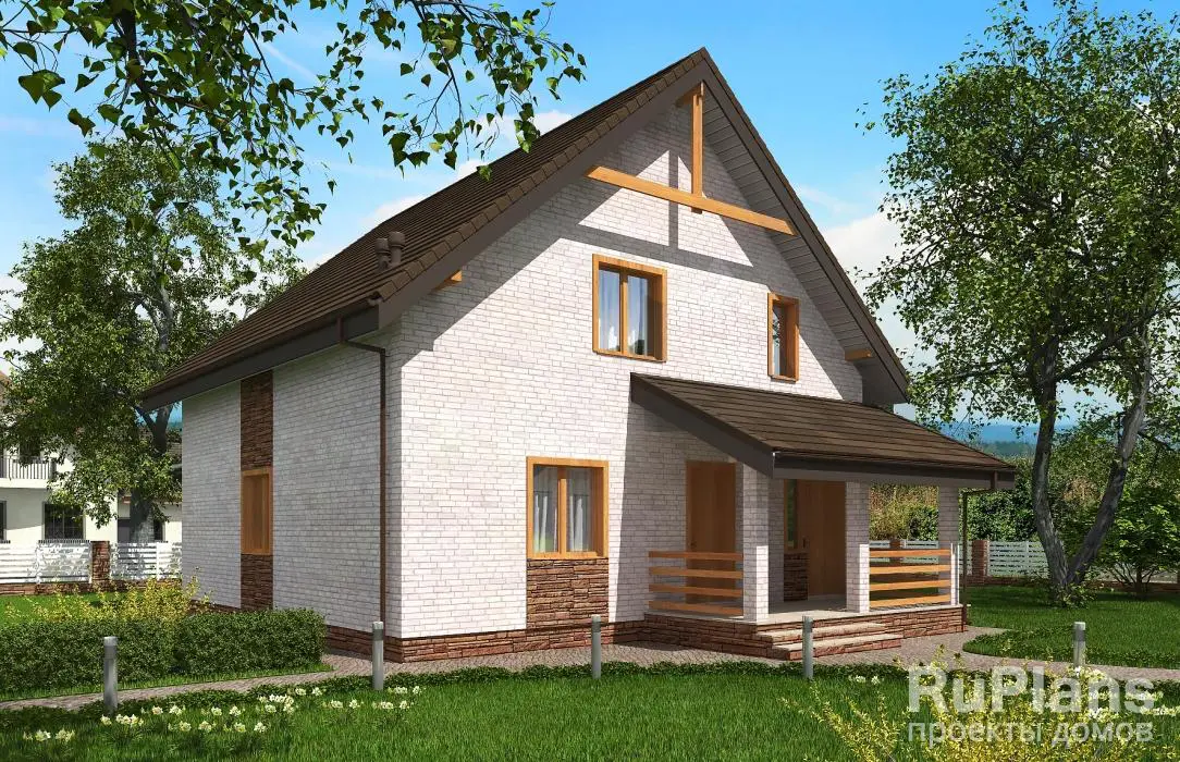 Проект дома с мансардой 142 м², 10 × 10 м