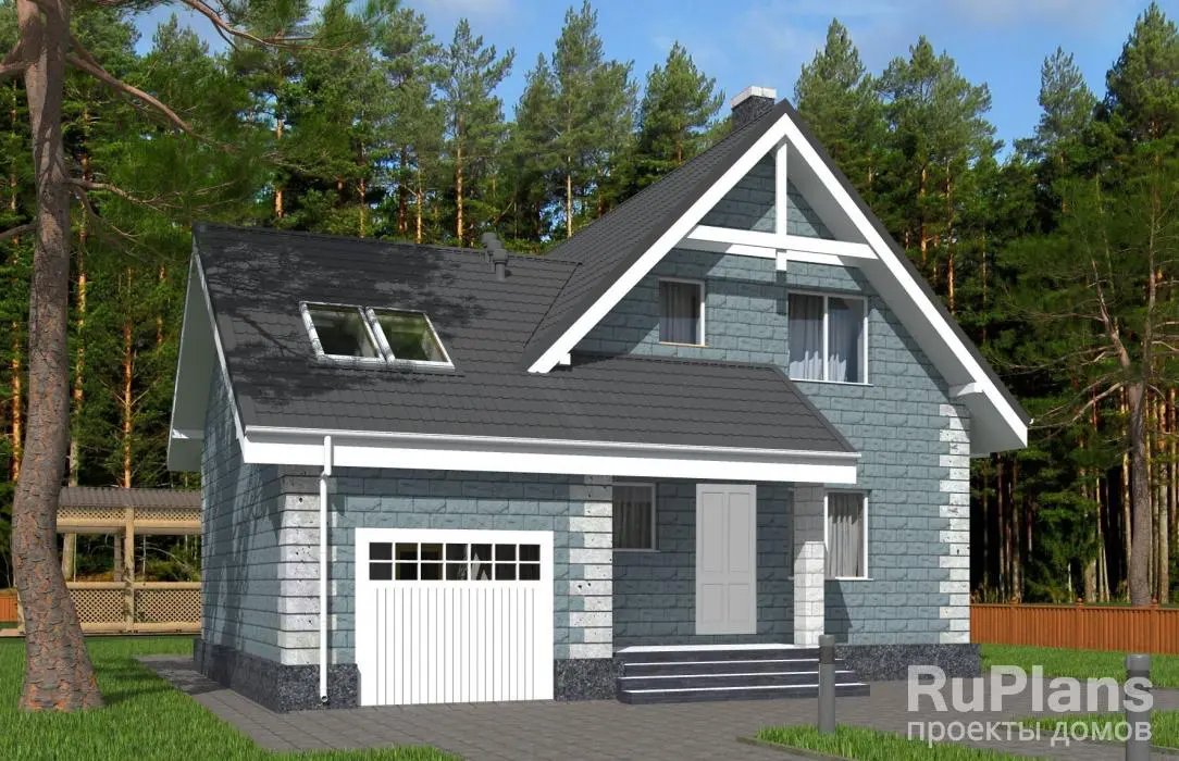 Проект дома с мансардой 144 м², 11,1 × 12,1 м