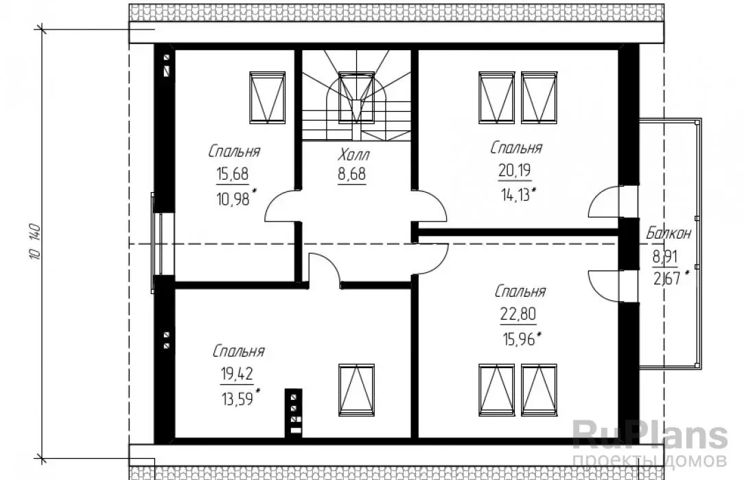 Проект дома с мансардой 145 м², 11,4 × 10,1 м — Мансарда