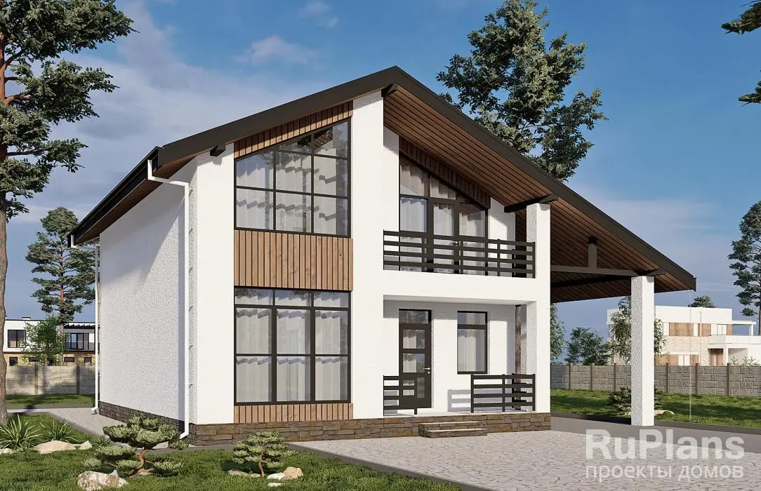 Проект дома с мансардой 145 м², 15,6 × 12,4 м — фото 1