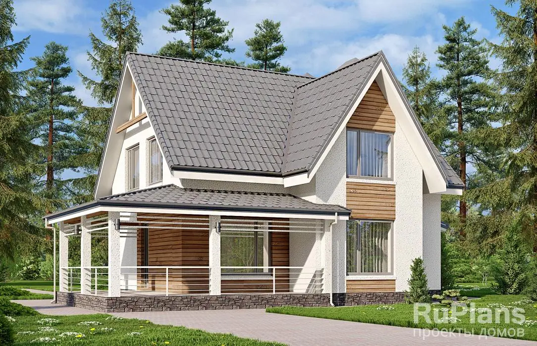 Проект дома с мансардой 145 м², 15 × 11,4 м — фото 1