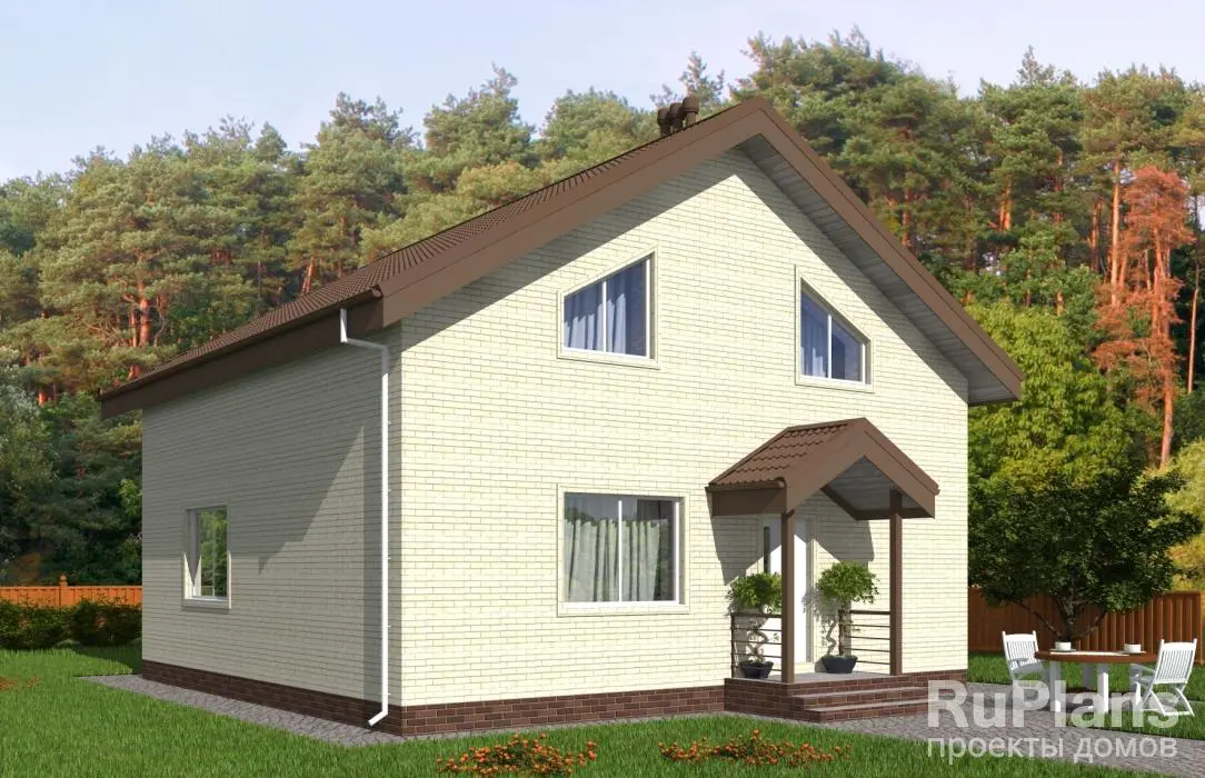 Проект дома с мансардой 147 м², 10,1 × 10,1 м