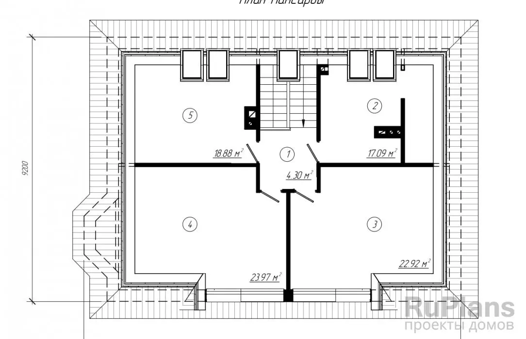 Проект дома с мансардой 148 м², 13,1 × 9,2 м — Мансарда