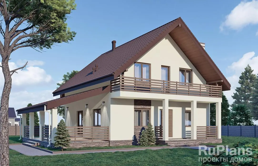 Проект дома с мансардой 152 м², 11,8 × 14,1 м